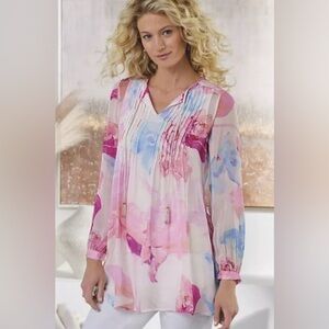CLOSET CLEAROUT Soft Surroundings "Bed of Roses" floral watercolor tunic top